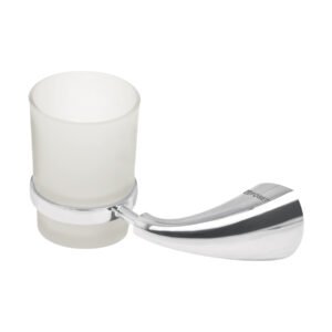 Portavaso cepillero metálico con vaso de vidrio, FOSET AERO