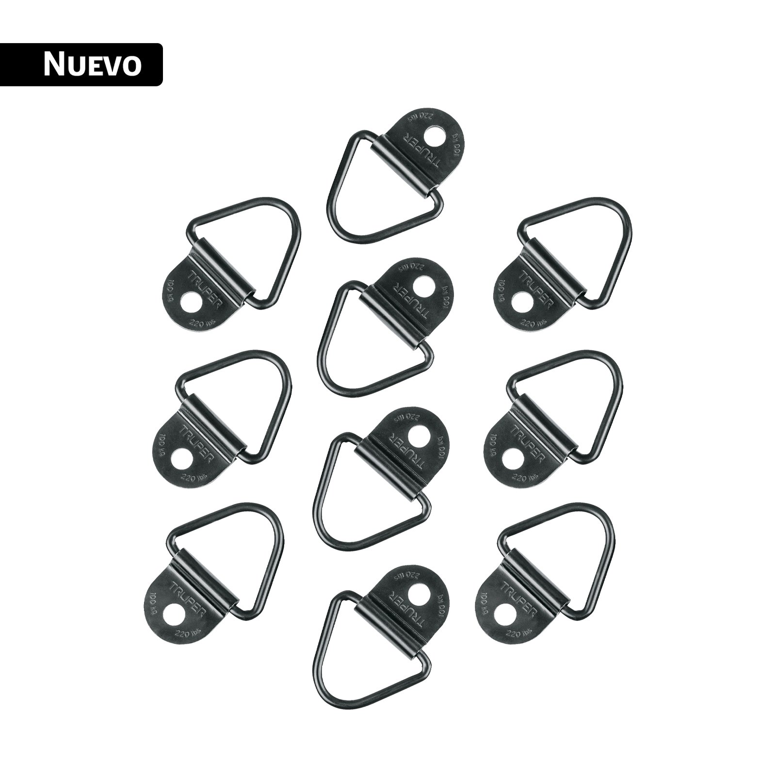10 anclajes para amarre de carga, anillo en 'V' espesor 1/4'