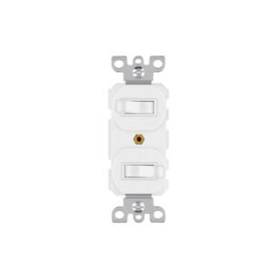 Interruptor dúplex de palanca, Standard, blanco, VOLTECK