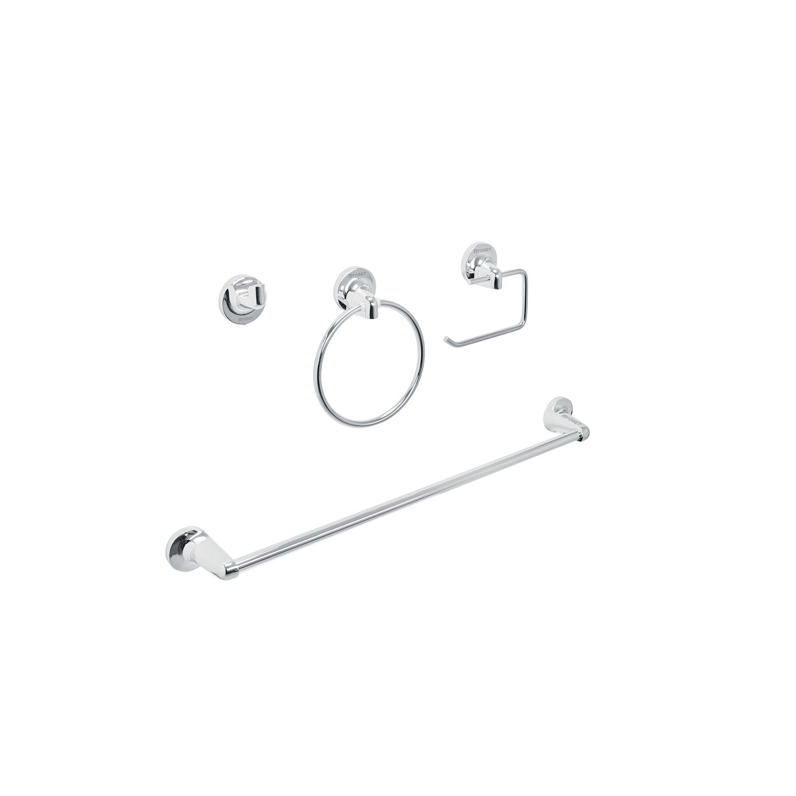 Juego de 4 accesorios para baño, cromo, FOSET AQUA
