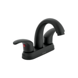Mezcladora lavabo 4' negro, nariz curva, palanca, AQUA
