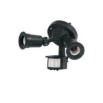Arbotante negro c/sensor movimiento, lámparas no incluidas