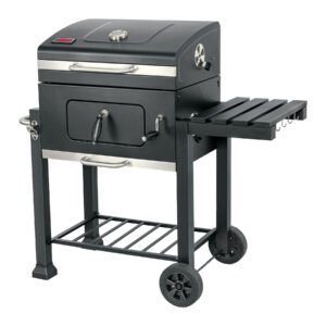 Asador de carbón de 24' con tapa, negro, FIERO