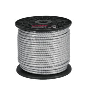 Metro de cable rígido 1/16' acero 7x7 recubierto PVC, 75 m