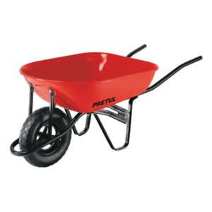 Carretilla 5.5 ft3 roja, neumática, bastidor tubular, PRETUL