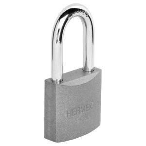 Candado de hierro 38 mm, gancho largo en caja, HERMEX