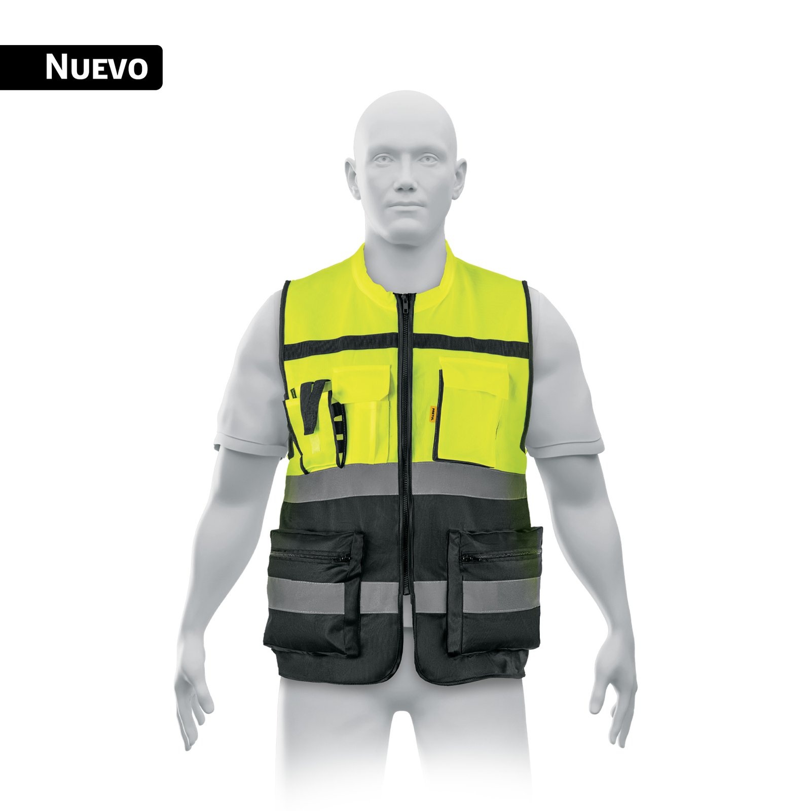 Chaleco brigadista con cintas reflejantes, amarillo, PRETUL