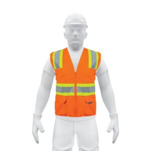 Chaleco de seguridad naranja máxima visibilidad y 6 bolsas