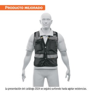 Chaleco seguridad reforzado negro con bolsas, M, EXPERT