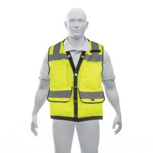 Chaleco seguridad reforzado amarillo con bolsas, EG, EXPERT