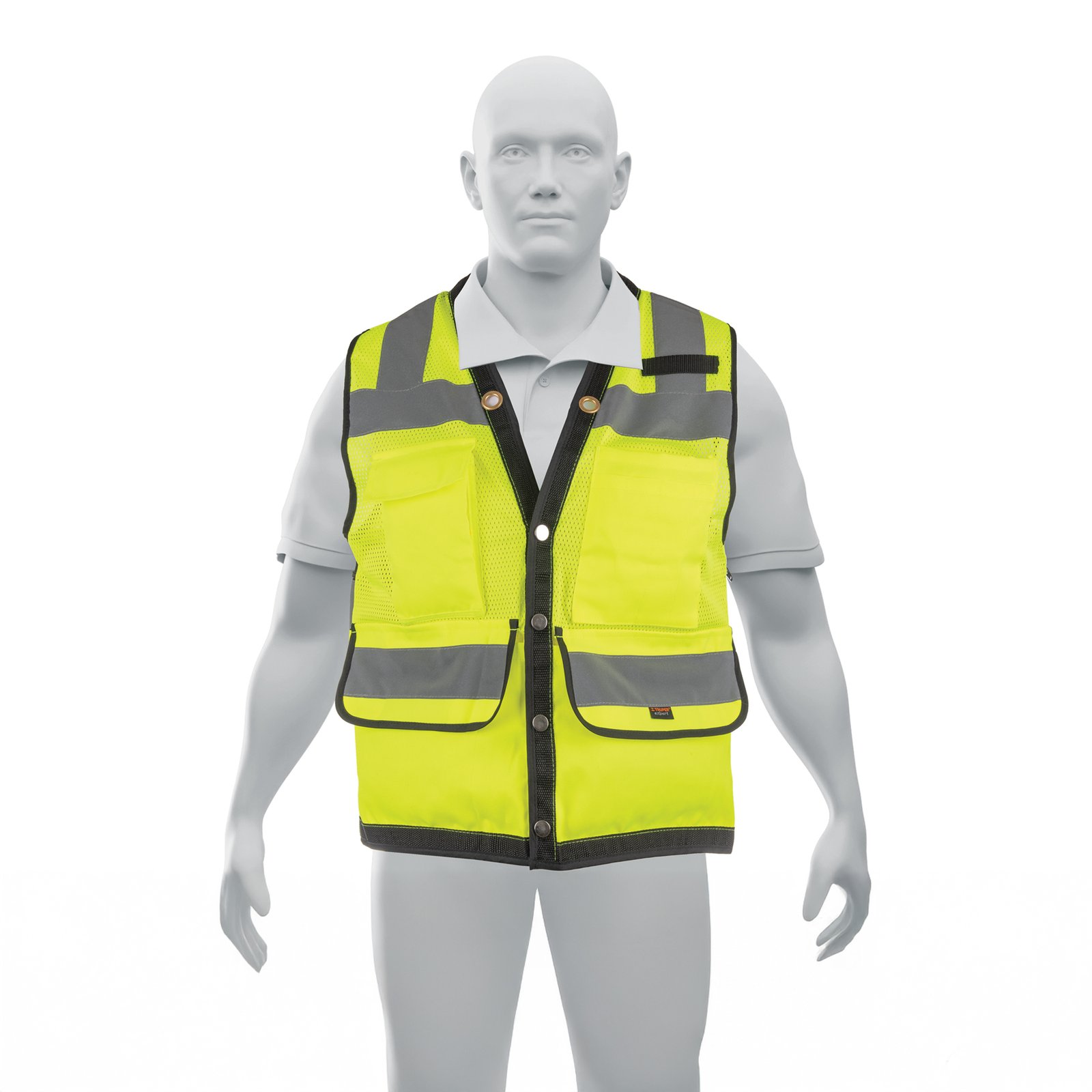 Chaleco seguridad reforzado amarillo con bolsas, EG, EXPERT