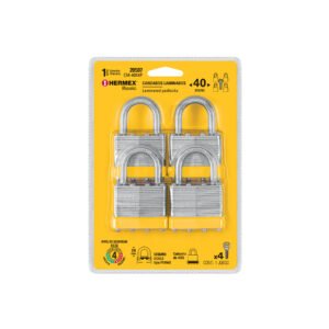 Juego de 4 candados cuerpo laminado, 40 mm, HERMEX BASIC