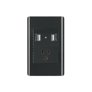 Placa armada negra contacto y 2 puertos USB 1.5 mód, Lisboa
