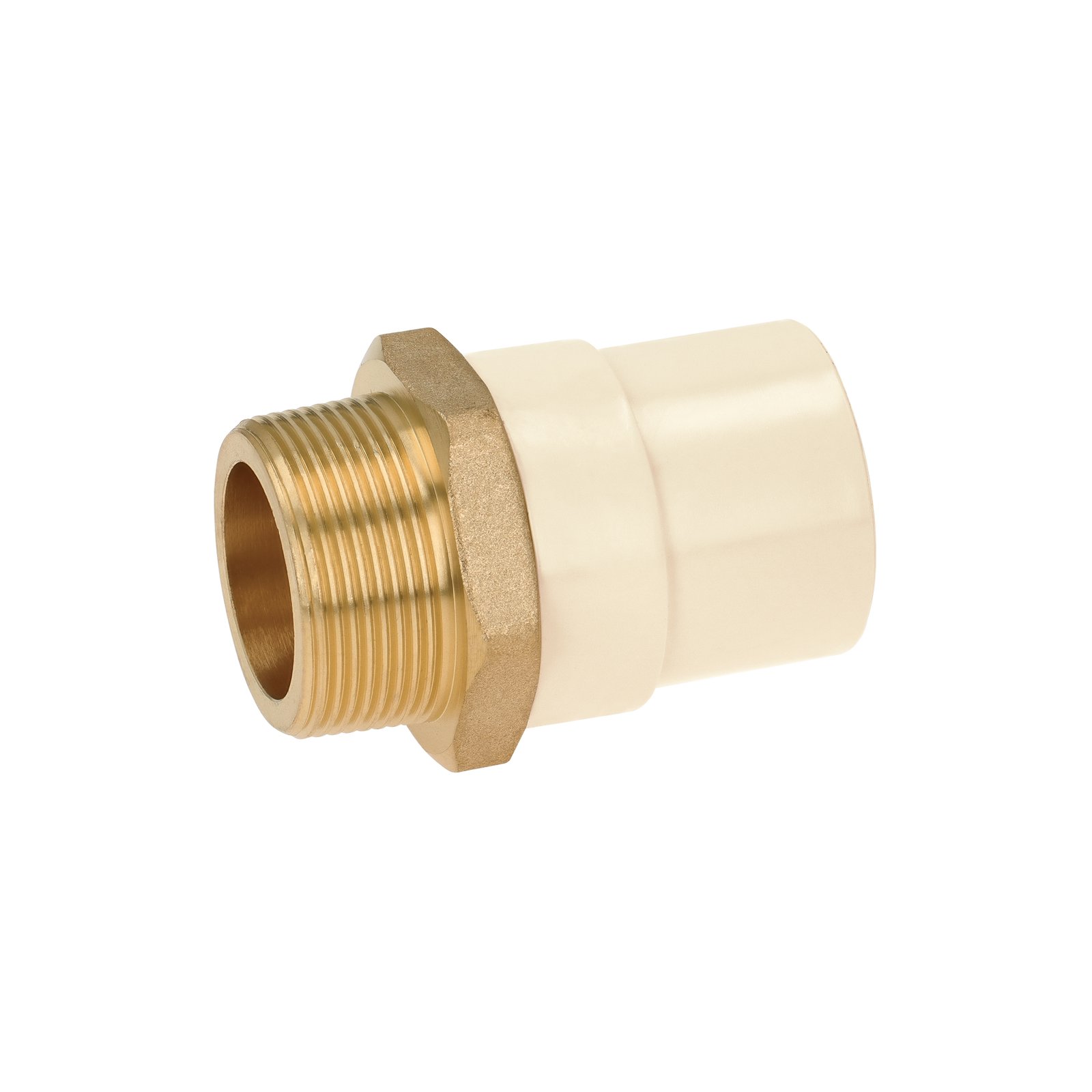 Adaptador macho de CPVC 1-1/2' con inserto y tuerca de latón