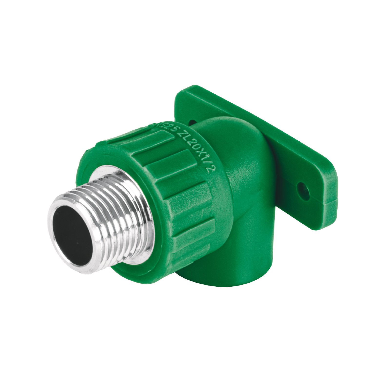 Codo oreja 90° PPR, 1/2', macho con inserto metálico, FOSET