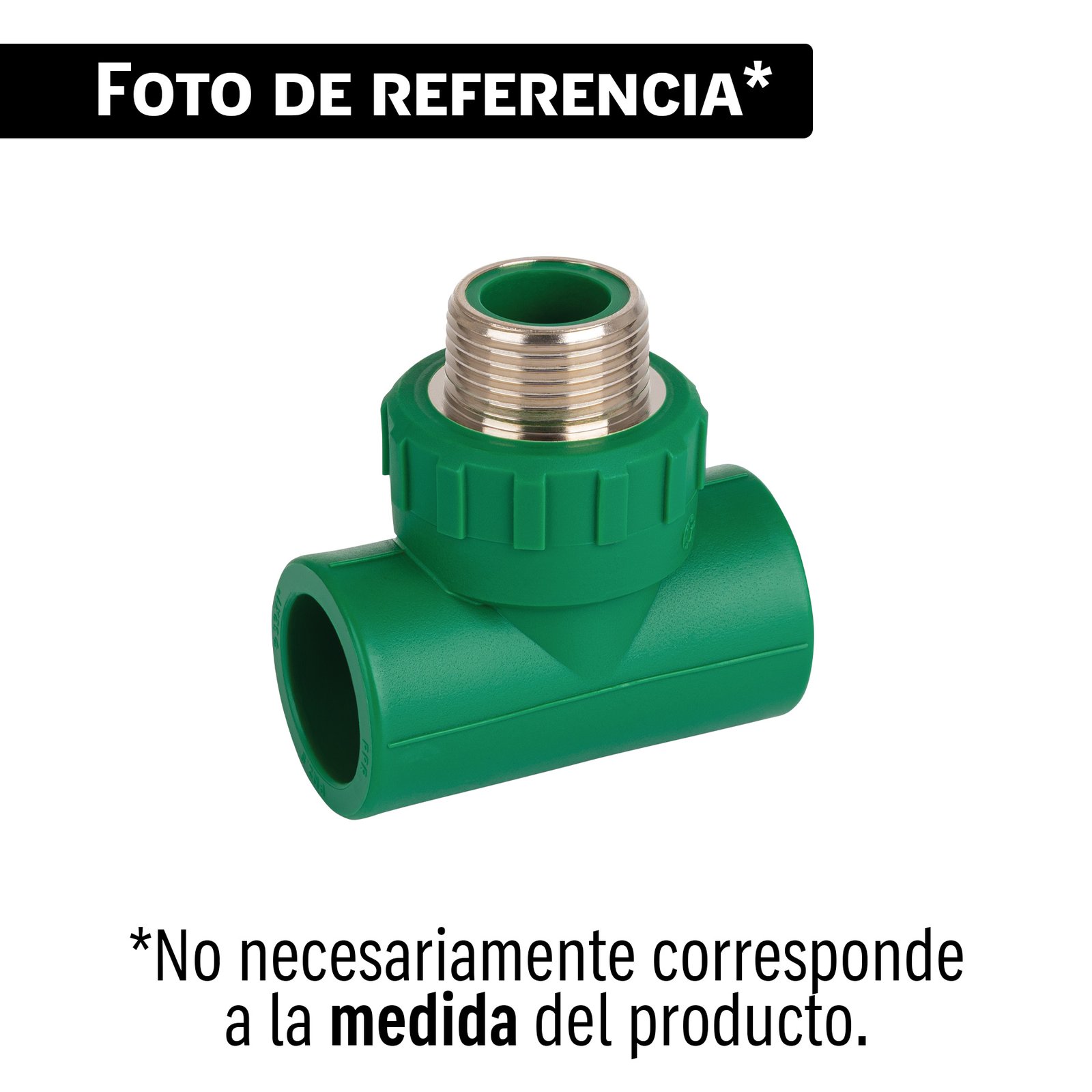Tee macho de PPR 1' con inserto metálico, FOSET