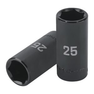 Dado largo impacto de 25 mm, 6 puntas, cuadro 1/2', TRUPER
