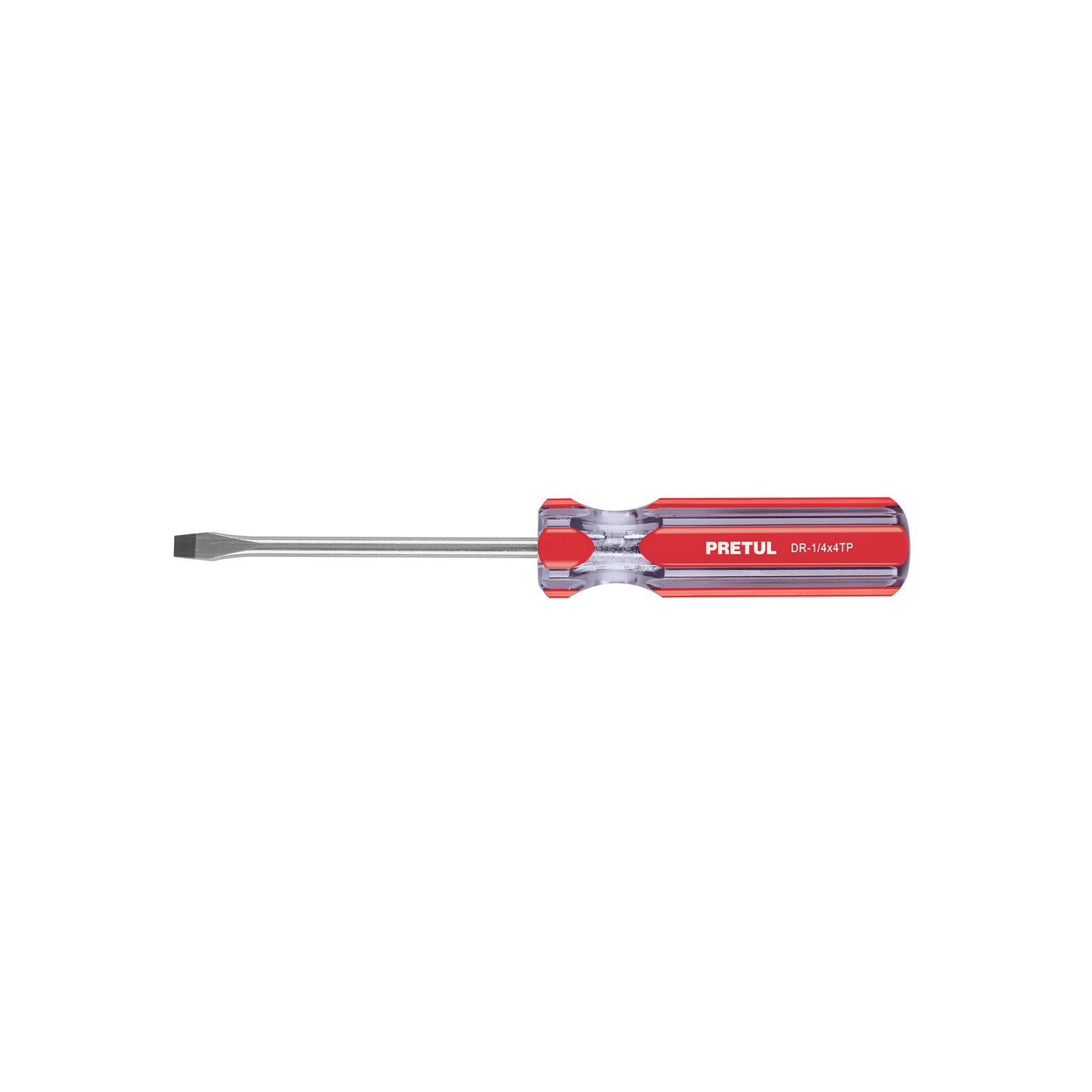 Desarmador plano 1/4 x 4' mango de PVC, PRETUL