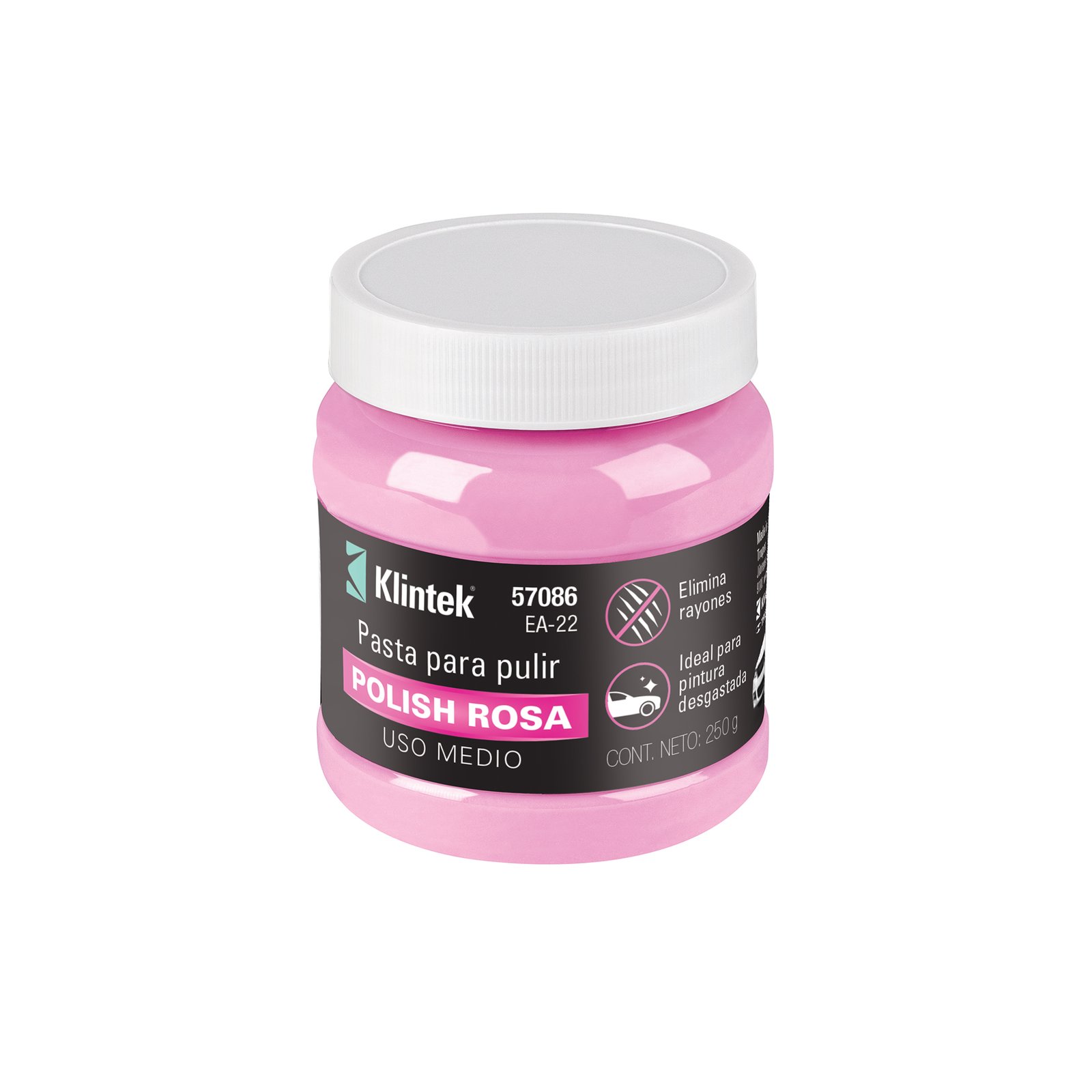 Polish rosa en pasta para auto, 250 g, uso medio, KLINTEK