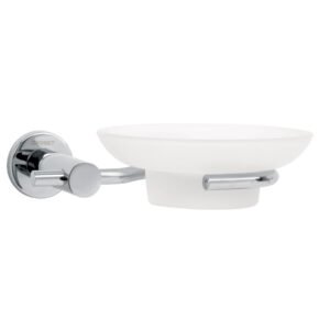 Jabonera metálica cromo con plato de vidrio, FOSET ELEMENT