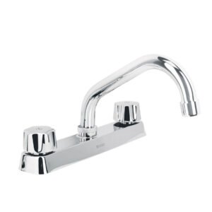 Mezcladora 8' fregadero cromo, cuello corto,compresión,BASIC