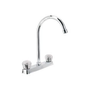Mezcladora 8' fregadero cromo, cuello curvo, acrílico, BASIC