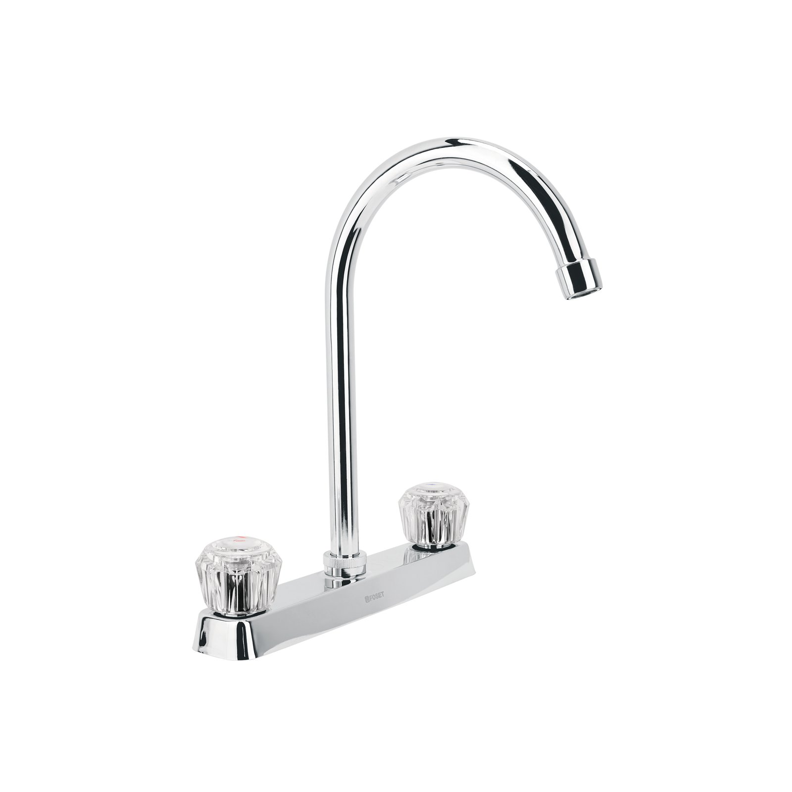 Mezcladora 8' fregadero cromo, cuello curvo, acrílico, BASIC
