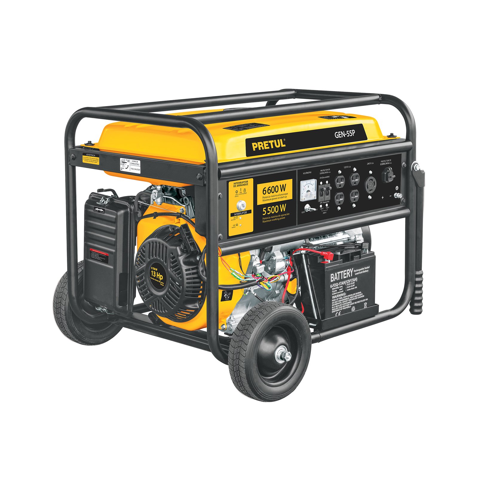 Generador portátil 5.5 kW motor a gasolina, PRETUL