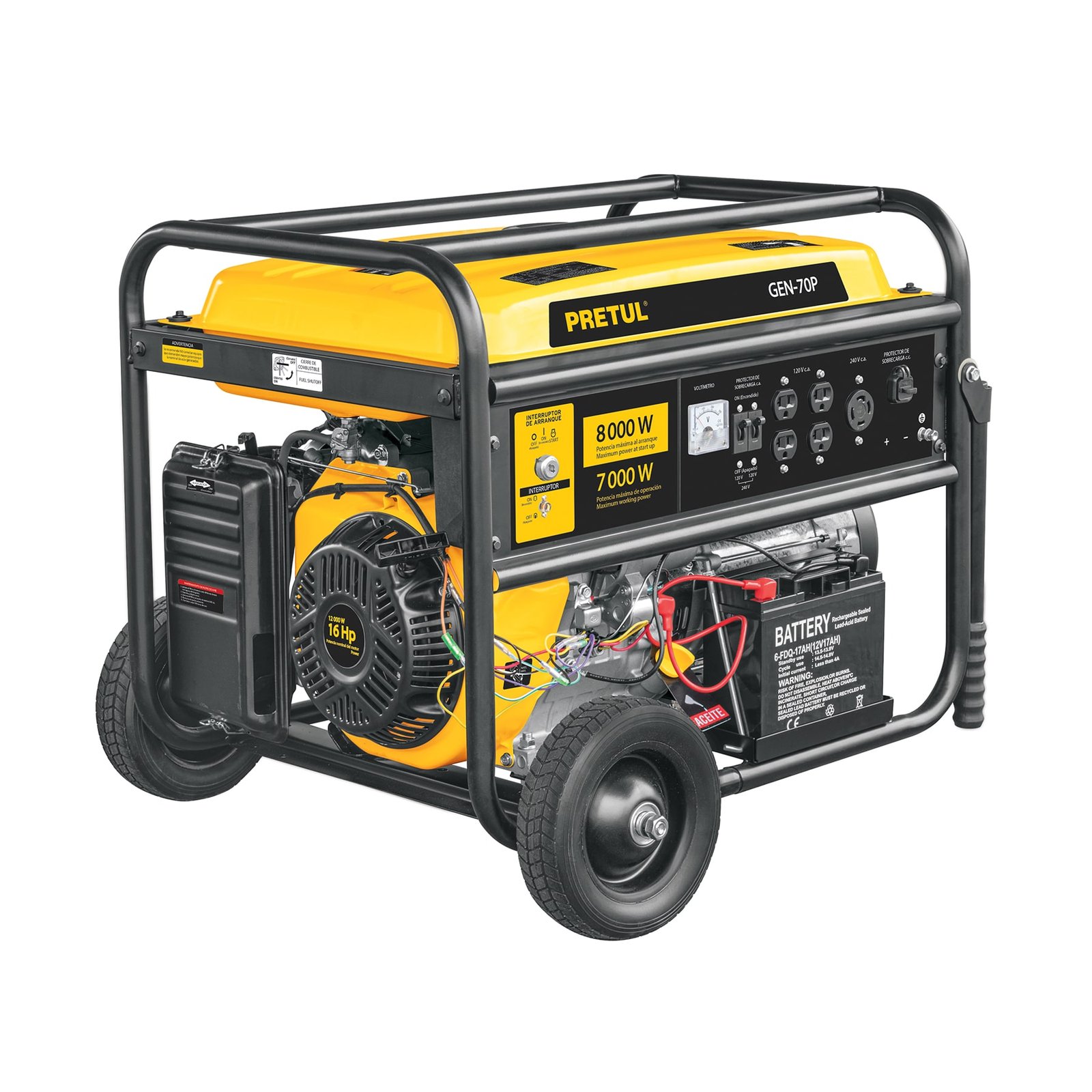 Generador portátil 7 kW motor a gasolina, PRETUL