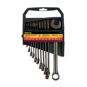 Juego de 11 llaves combinadas std, acabado gun metal, PRETUL