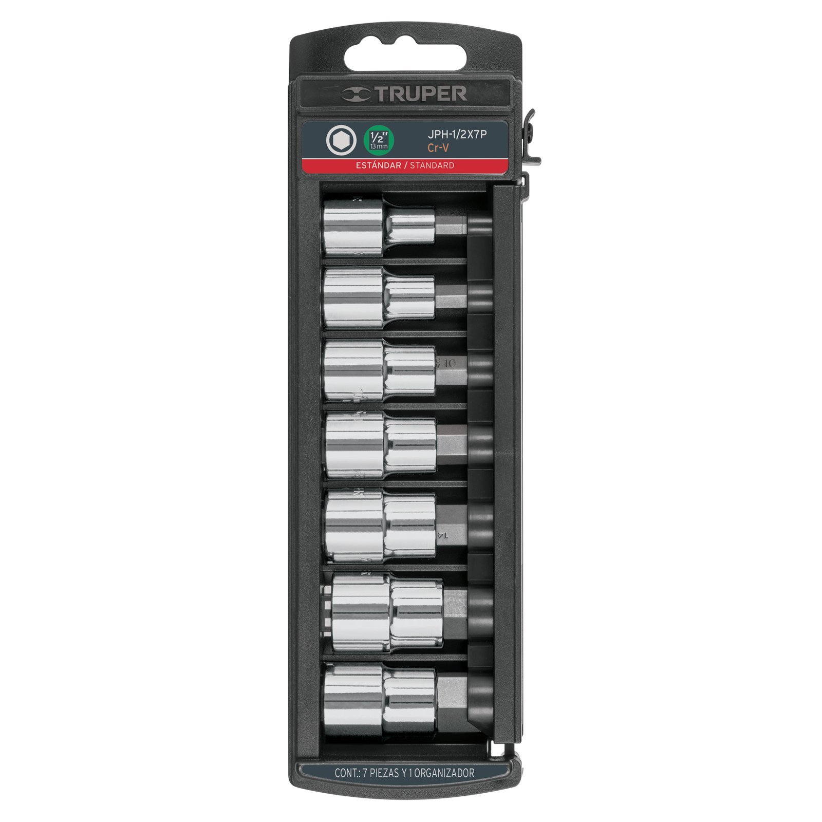 Juego de 7 dados cuadro 1/2' punta hexagonal std, TRUPER