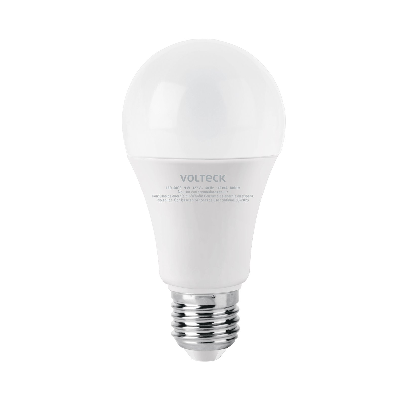 Foco LED 9W (60W) A19, 3000K blanca cálida, 800 lm, caja