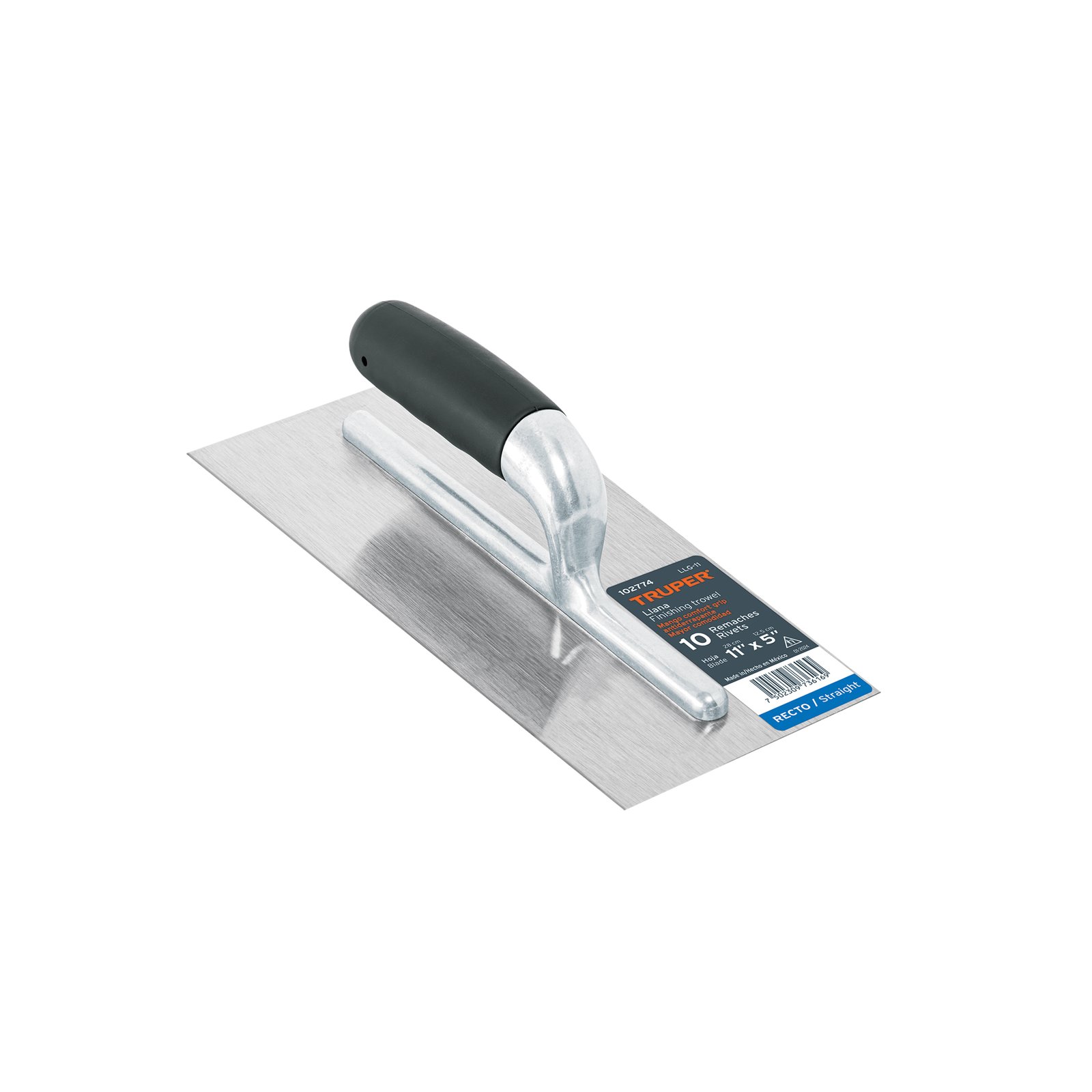 Llana 11' canto recto, 10 remaches,mango Comfort Grip,TRUPER