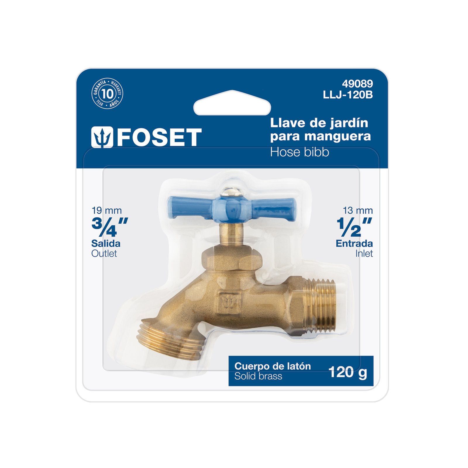 Llave para manguera, latón, 120g, 1/2', blíster, FOSET