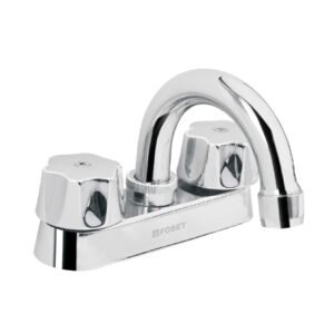 Mezcladora 4' para lavabo, cuello curvo, cartucho compresión