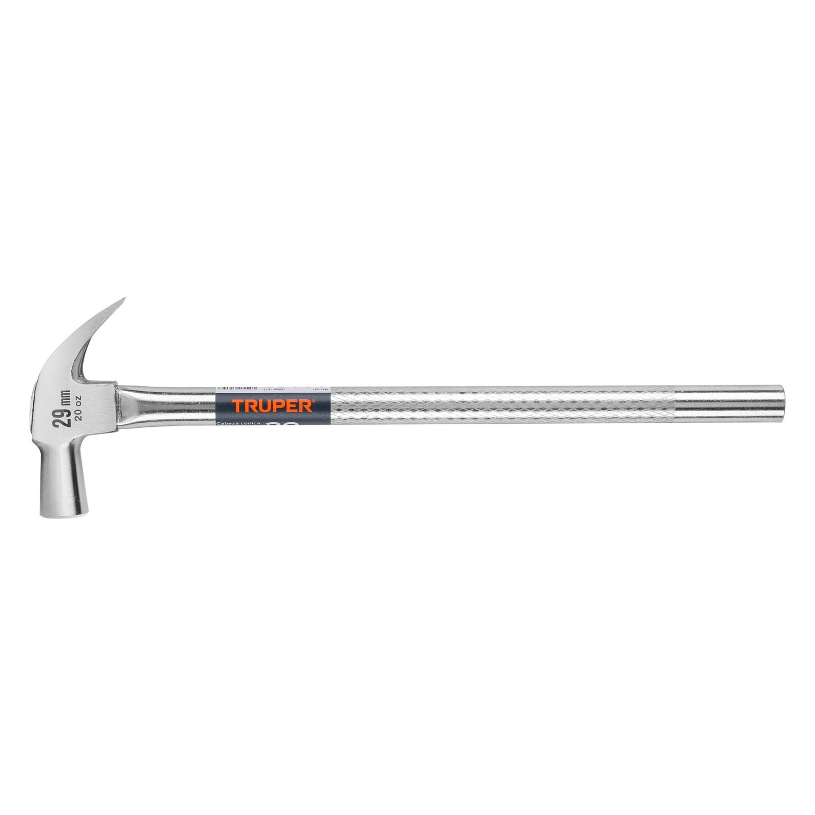 Martillo cabeza cónica 29 mm uña curva, mango tubular,TRUPER