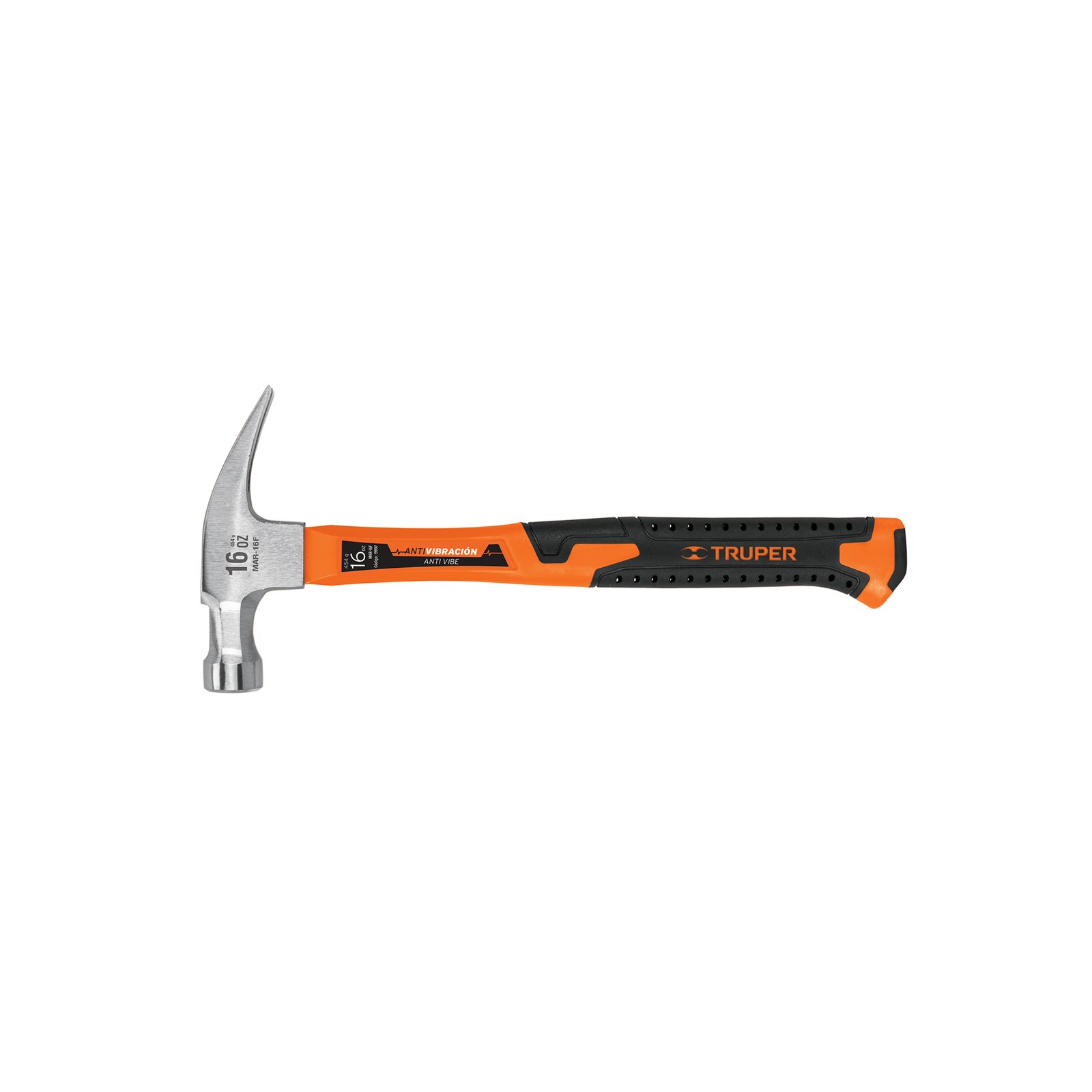 Martillo 16 oz uña recta, mango fibra de vidrio, TRUPER