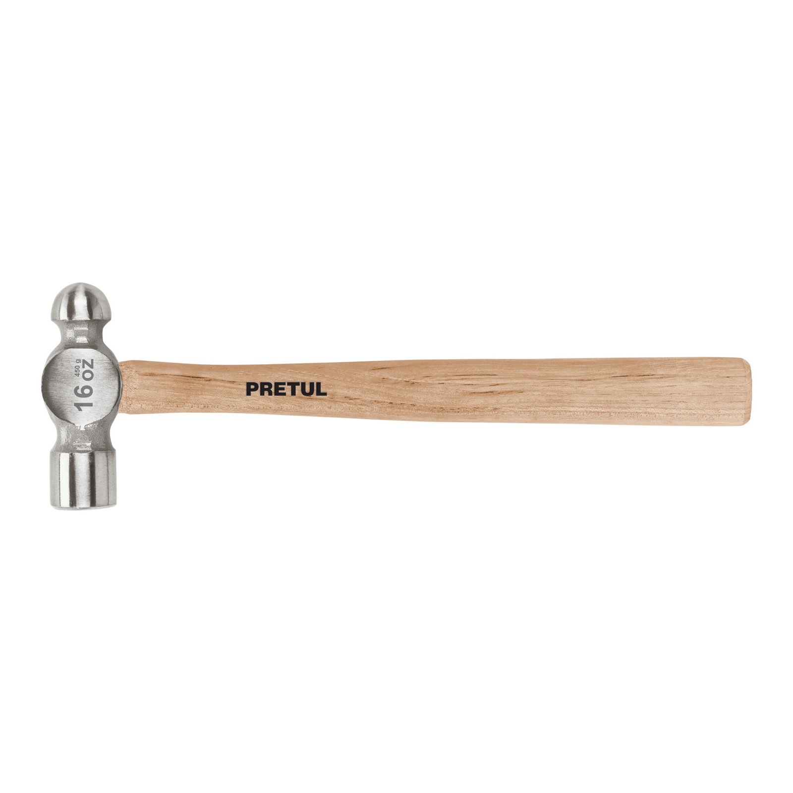 Martillo pulido de bola 16 oz mango madera, PRETUL