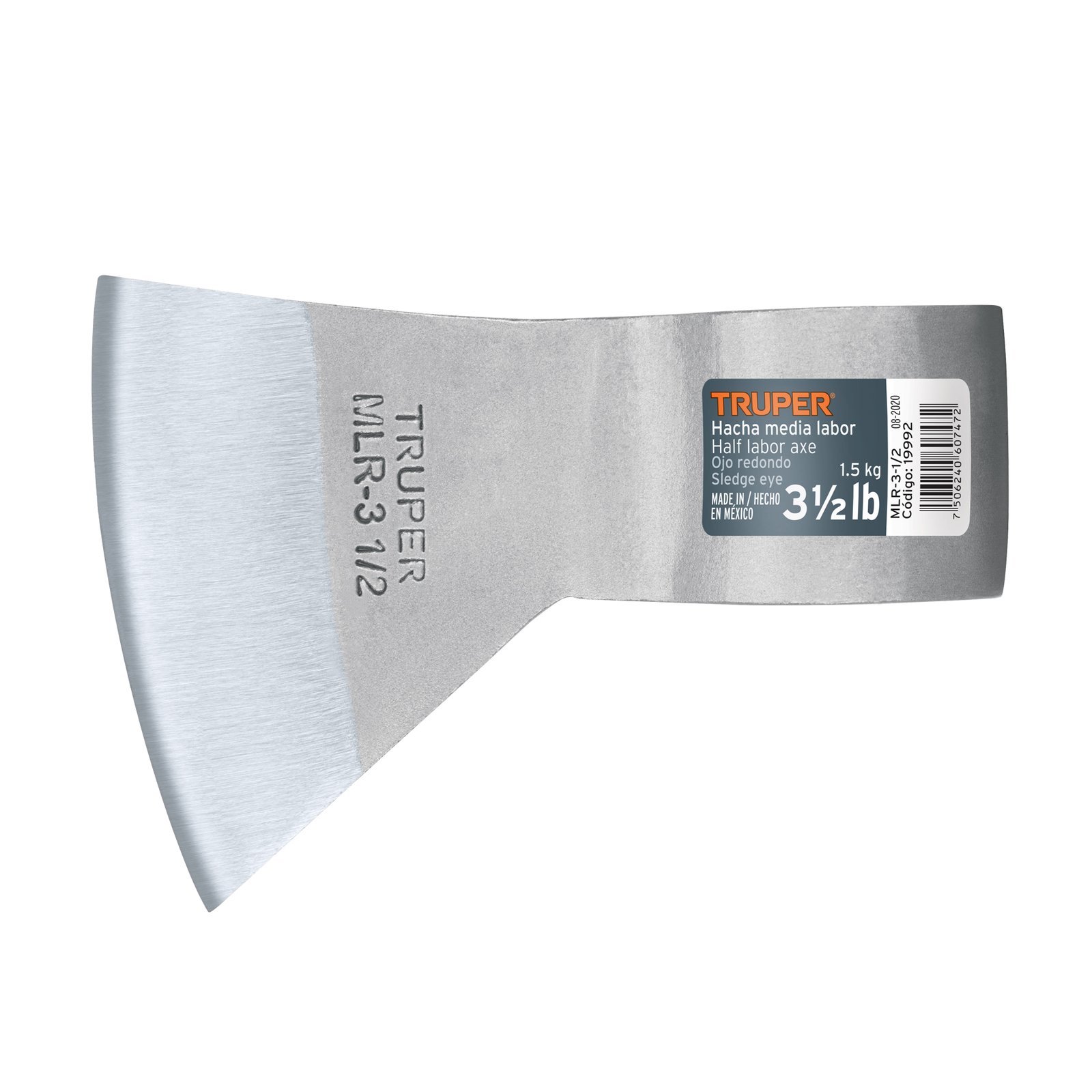 Hacha media labor ojo redondo 3-1/2 lb sin mango, TRUPER