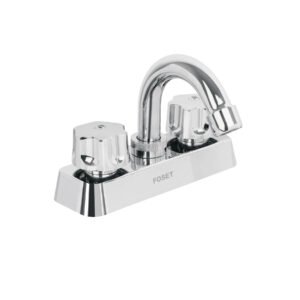 Mezcladora 4' lavabo, ABS, cuello curvo, hexagonal, BASIC