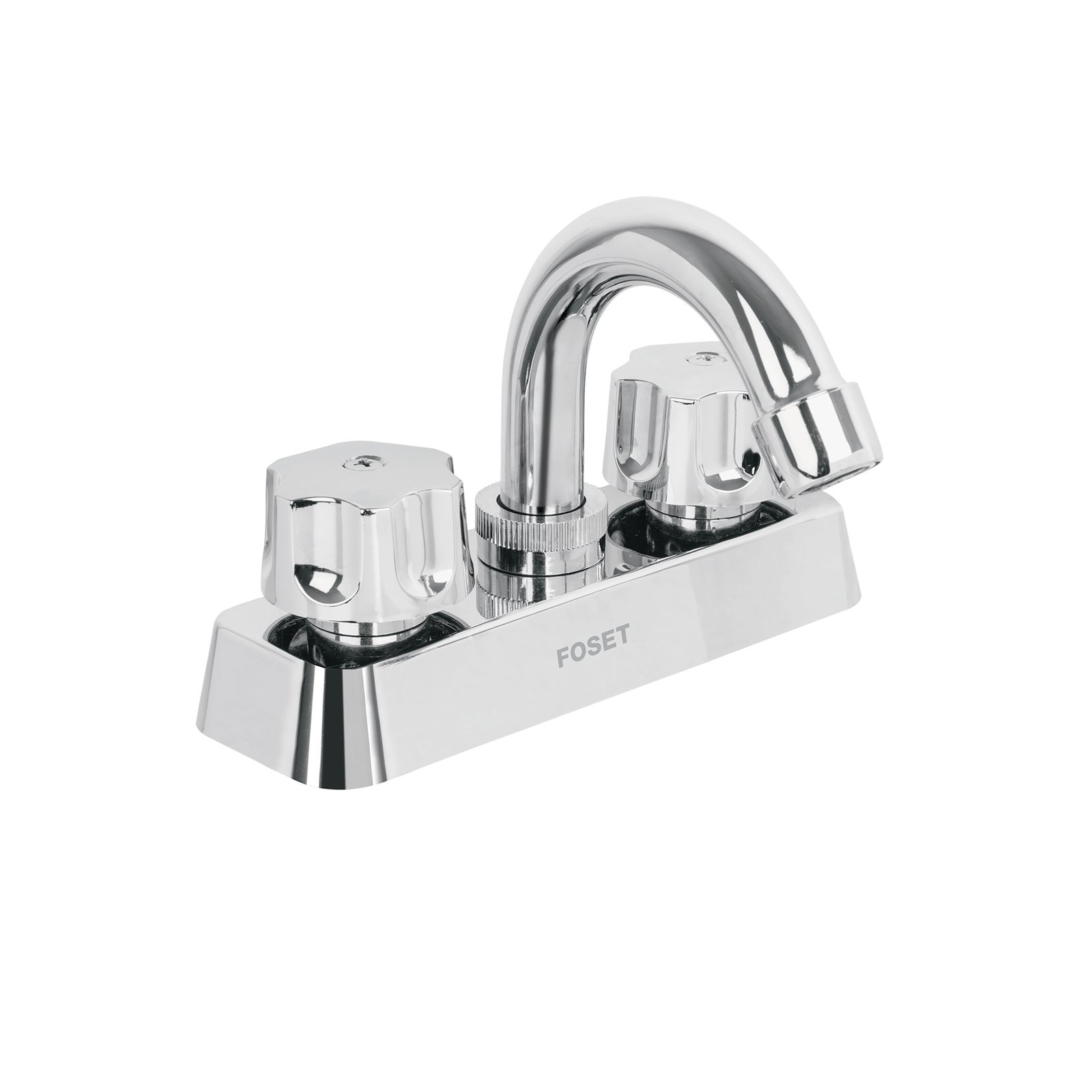 Mezcladora 4' lavabo, ABS, cuello curvo, hexagonal, BASIC