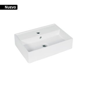 Lavabo de porcelana de sobreponer rectangular, blanco, FOSET