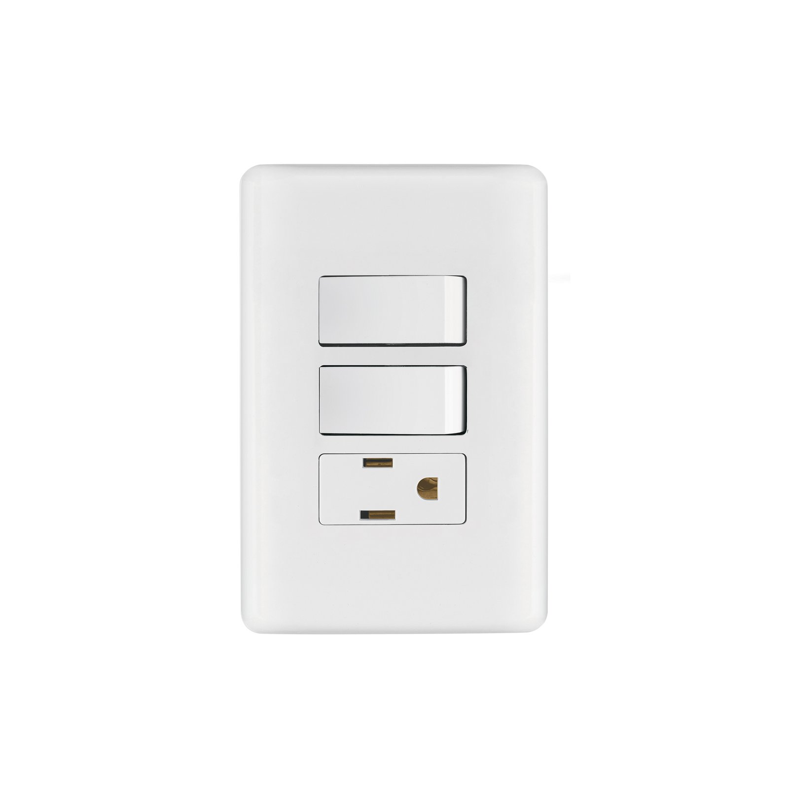 Placa armada con contacto y 2 interruptores sencillos, BASIC