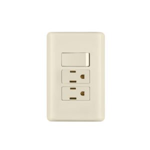 Placa armada interruptor y 2 contactos, marfil, BASIC