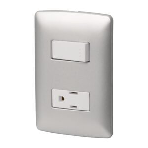 Placa armada contacto e interruptor, plata, línea Italiana