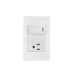 Placa armada 1 interruptor,1 contacto,1mod, Española, blanco