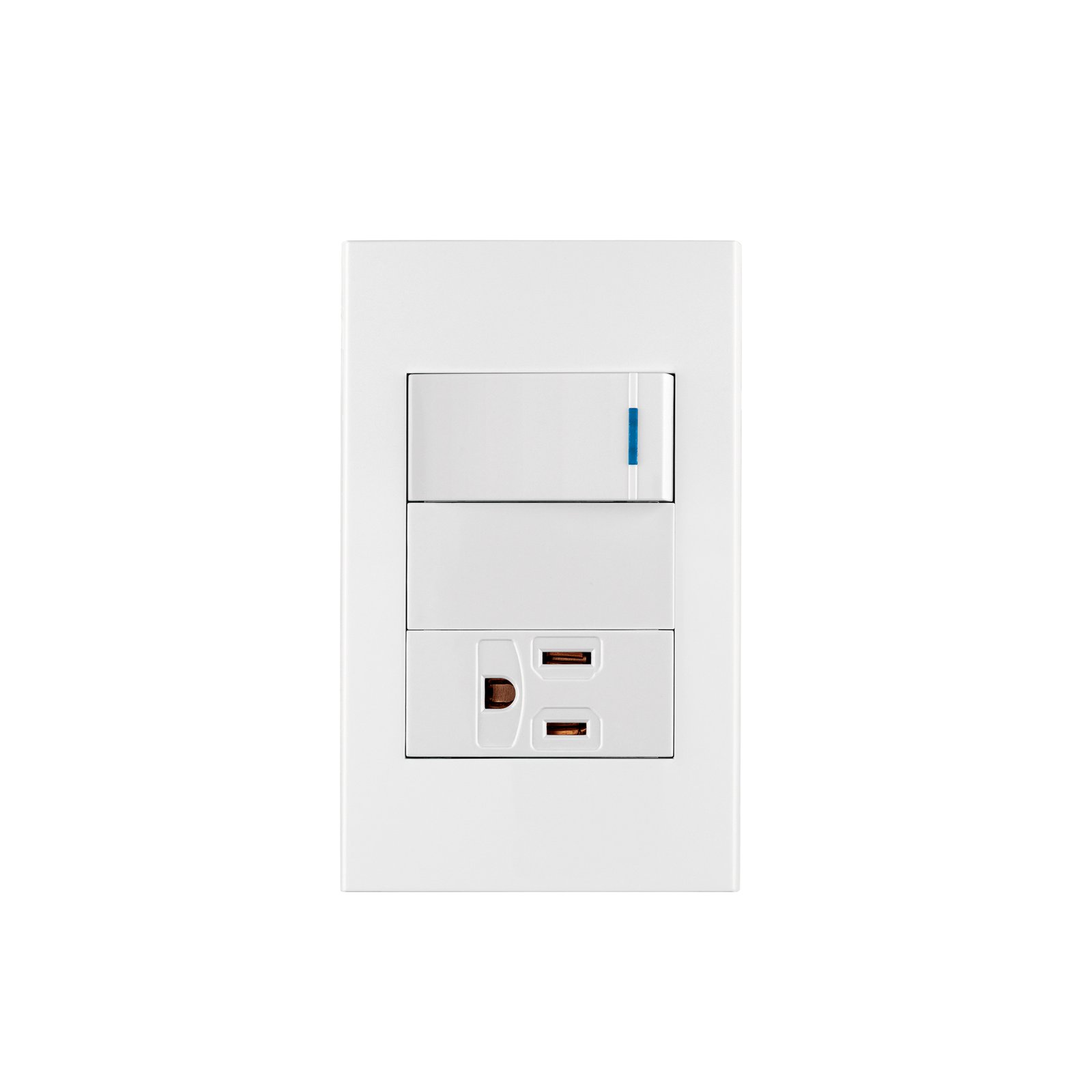 PA-APCO1-EB.jpg Placa armada 1 interruptor,1 contacto,1mod, Española, blanco - Image 1