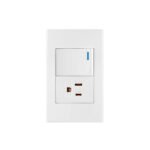 Placa armada 1 interruptor,1contacto,1.5mod,Española, blanco
