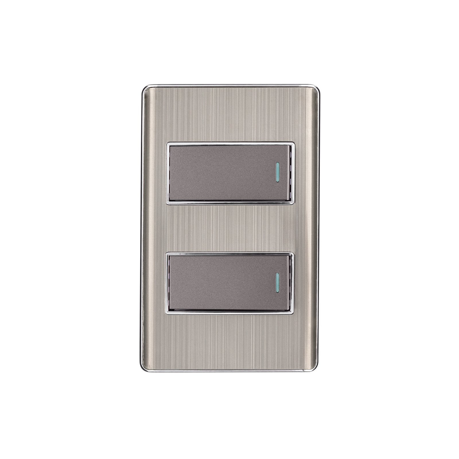 Placa armada acero inox con 2 interruptores 1 módulo, Lisboa