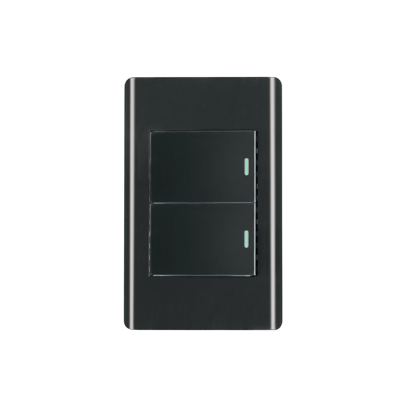 Placa armada negra 1 interruptor y 1 de 3vías 1.5mód,Lisboa